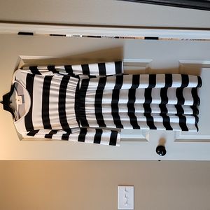 Black and white striped midi dress